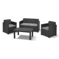 Conjunto Merano 2 sillones+sofá + mesa auxiliar. Antracita